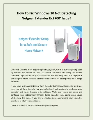how to fix windows 10 not detecting netgear