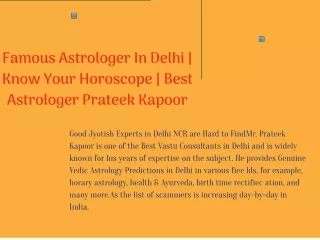 Famous Astrologer In Delhi | Know Your Horoscope | Best Astrologer Prateek Kapoor