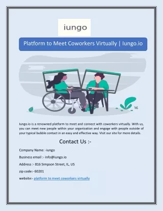 Platform to Meet Coworkers Virtually | Iungo.io