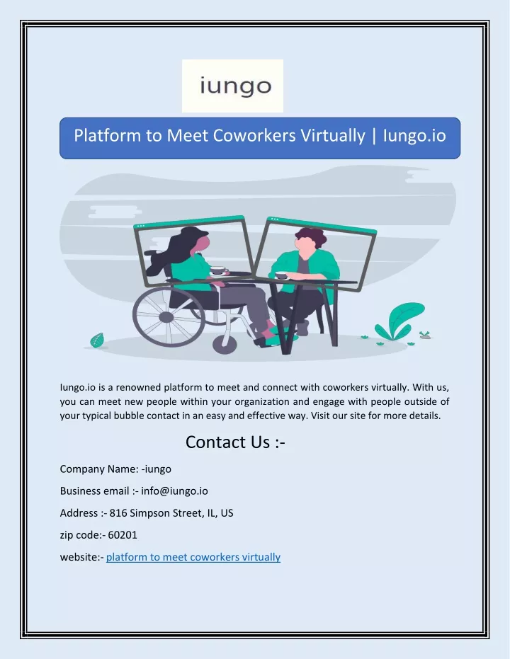 platform to meet coworkers virtually iungo io