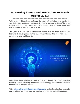 e learning trends and predictions to watch