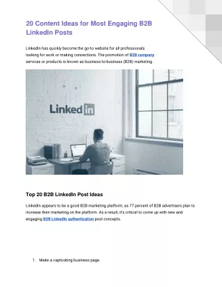 20 content ideas for most engaging b2b linkedin