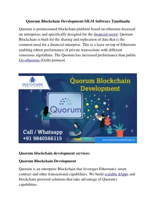 quorum blockchain development mlm software