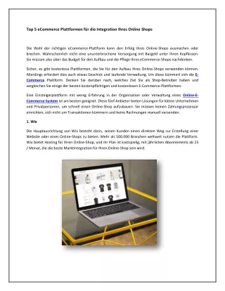 top 5 ecommerce plattformen f r die integration