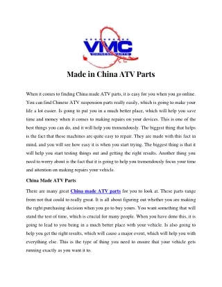 made in china atv parts