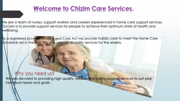 welcome to chizim care services we are a team
