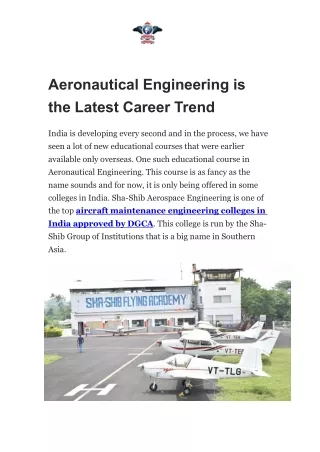 Aeronautical Engineering is the Latest Career Trend