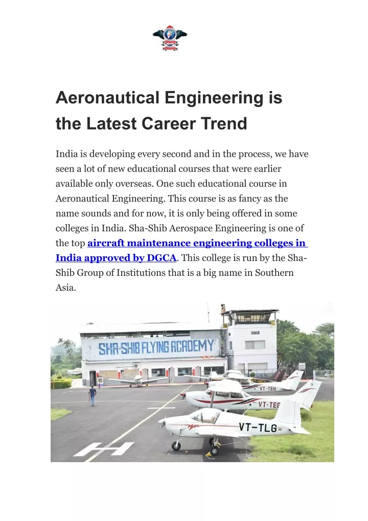 aeronautical engineering is the latest career