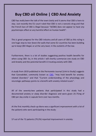 Buy CBD oil Online | CBD And Anxiety