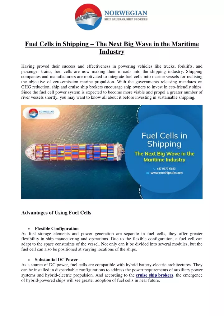 fuel cells in shipping the next big wave
