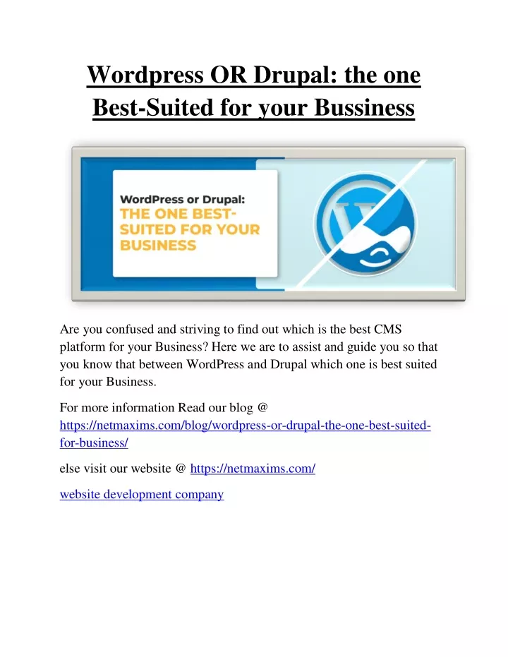 wordpress or drupal the one best suited for your