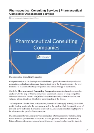 pharmaceutical consulting services pharmaceutical