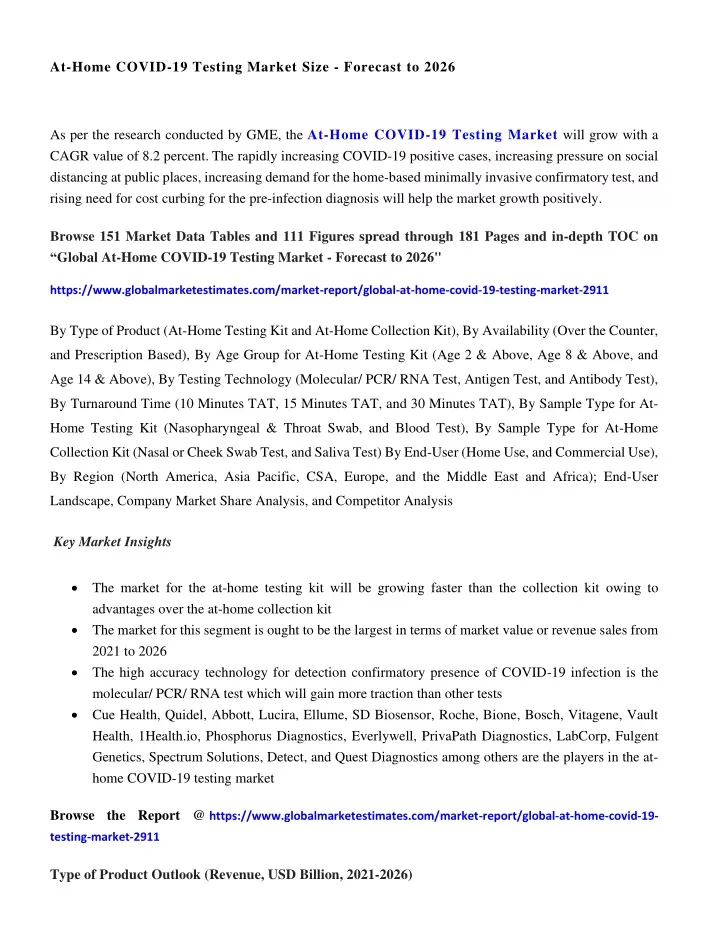 at home covid 19 testing market size forecast