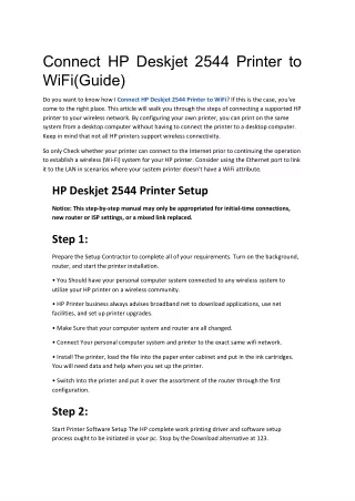 HP Deskjet 2544 Setup