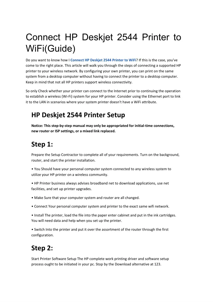 connect hp deskjet 2544 printer to wifi guide
