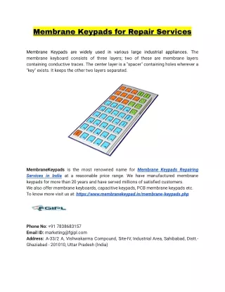 Membrane Keypads for Repair Services