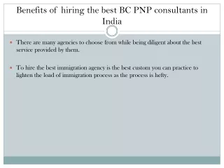 Benefits of hiring the best BC PNP consultants in India