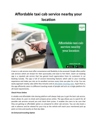 Affordable taxi service nearby your location