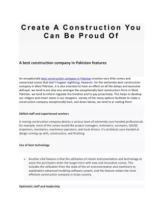 create a construction you can be proud of