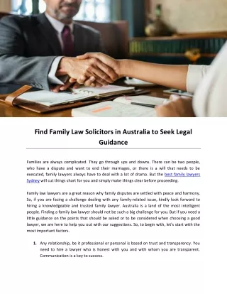 Find Family Law Solicitors in Australia to Seek Legal Guidance