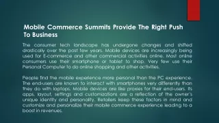 mobile commerce summits provide the right push
