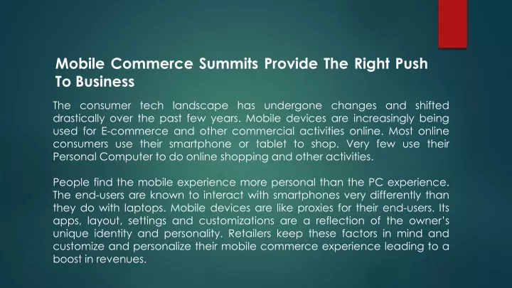 mobile commerce summits provide the right push