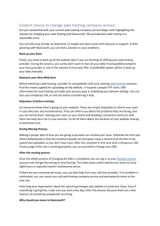 evident choice to change web hosting company