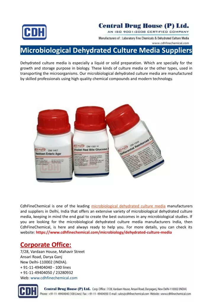 microbiological dehydrated culture media suppliers