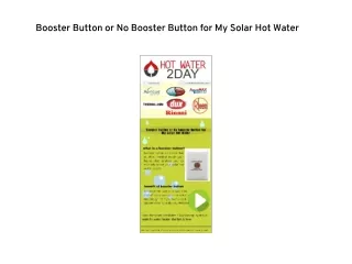 Booster Button or No Booster Button for My Solar Hot Water