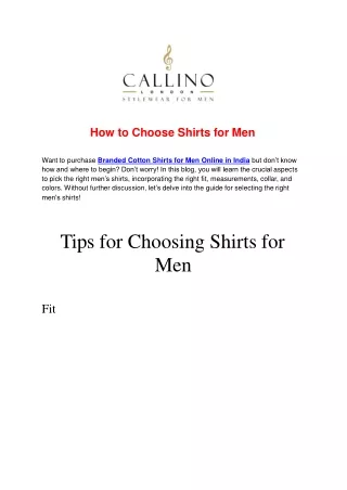 How to Choose Shirts for Men