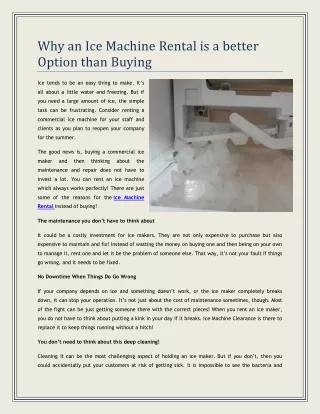 why an ice machine rental is a better option than