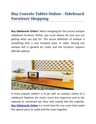 Buy Console Tables Online - Sideboard Furniture Shopping