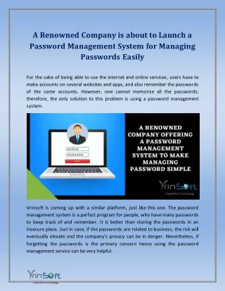 a renowned company is about to launch a password