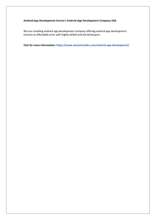 android app development service i android
