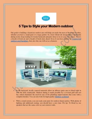5 Tips to Style your Modern outdoor