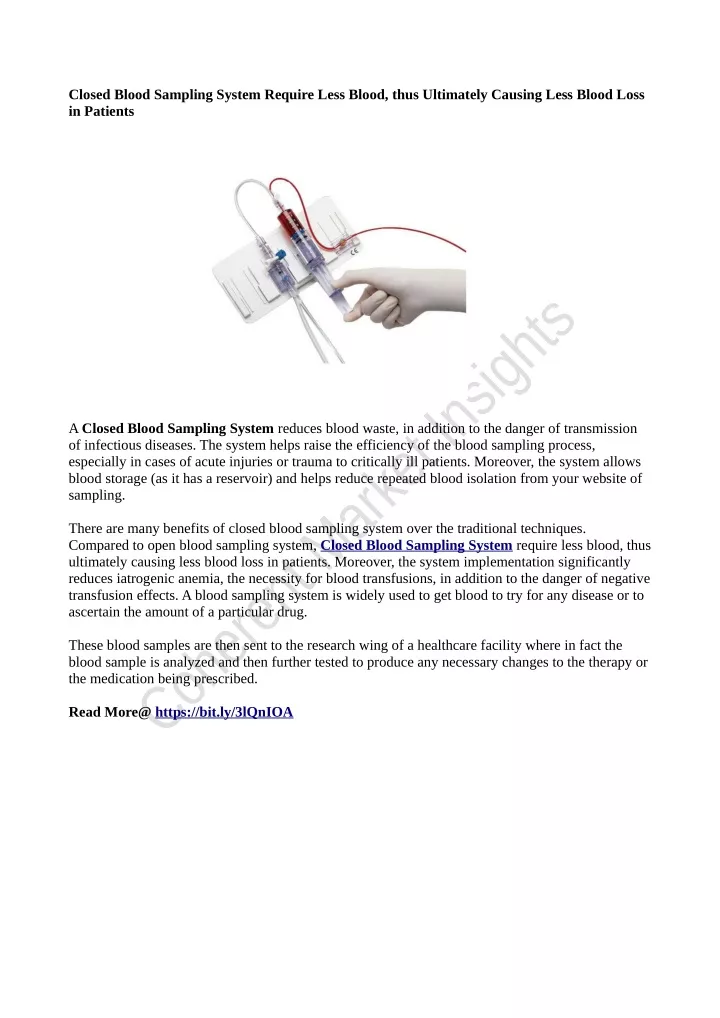 closed blood sampling system require less blood