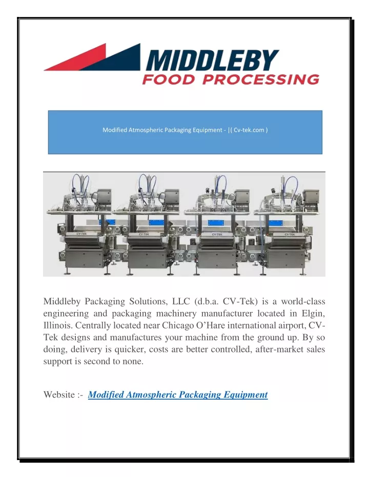 modified atmospheric packaging equipment
