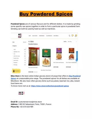 Buy Powdered Spices