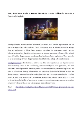 smart government works to develop solutions