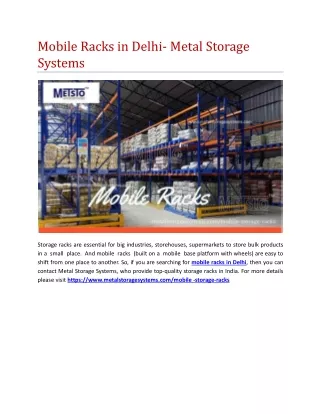 mobile racks in delhi metal storage systems