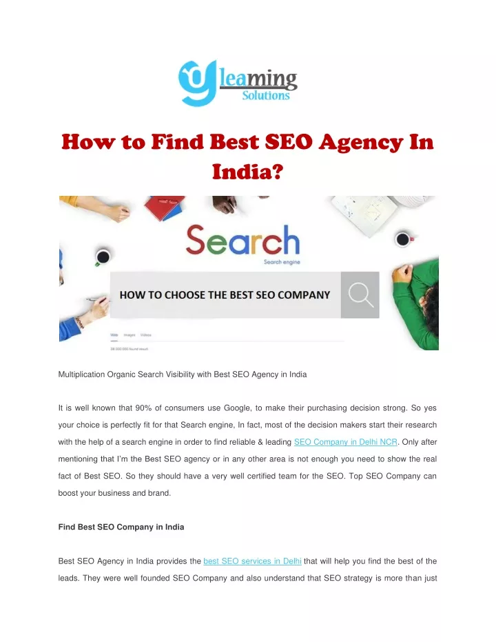 how to find best seo agency in india