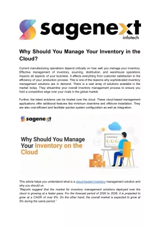 Why You Should Manage Your Inventory in the Cloud