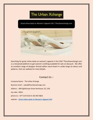 Great online deals on Women's Apparel USA | Theurbanxchange.com