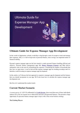 ultimate guide for expense manager app development