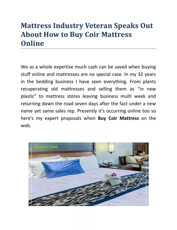 mattress industry veteran speaks out about