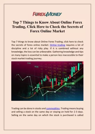 Top 7 Things to Know About Online Forex Trading, Click Here to Check the Secrets of Forex Online Market