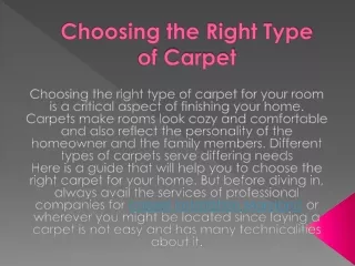 Choosing the Right Type of Carpet