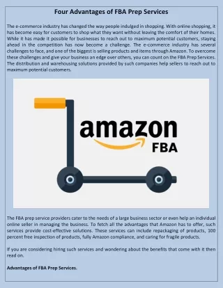 four advantages of fba prep services