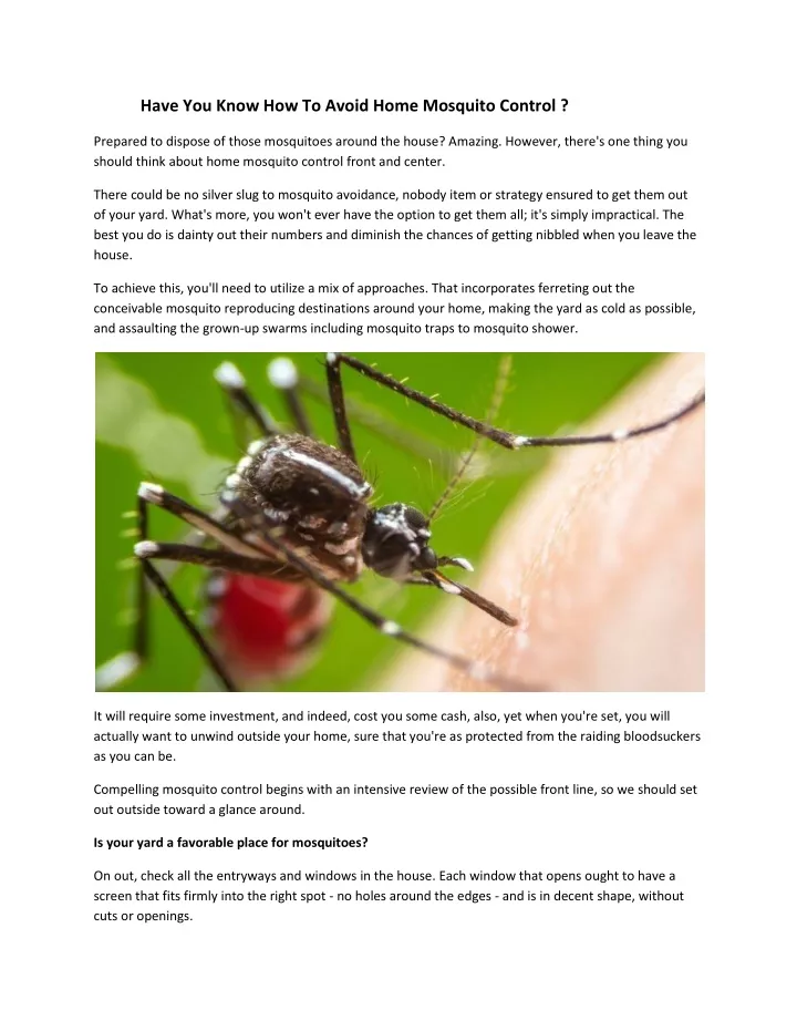 have you know how to avoid home mosquito control