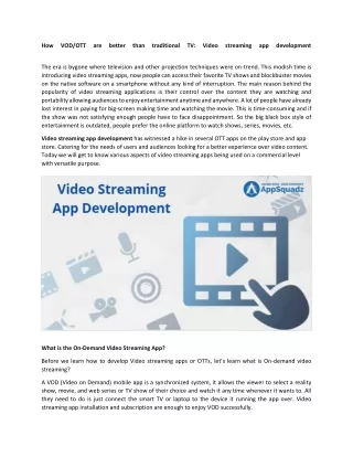 How VOD/OTT are better than traditional TV: Video streaming app development